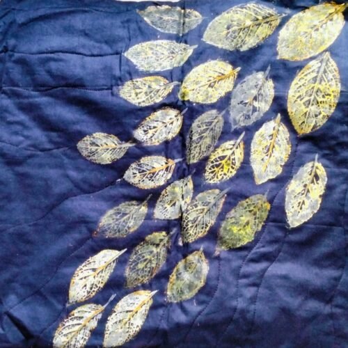 Leaf Print Quilted Cushion Cover