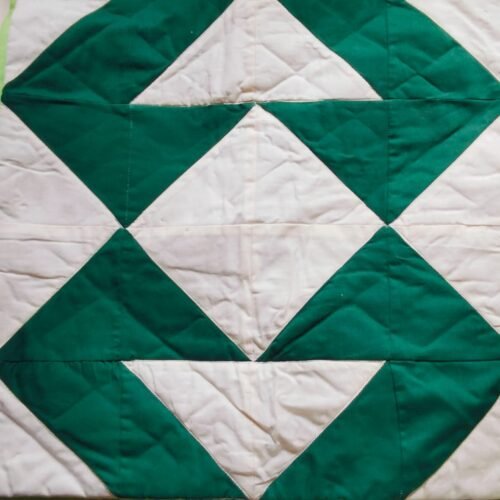 Green and White Quilted Cushion Cover