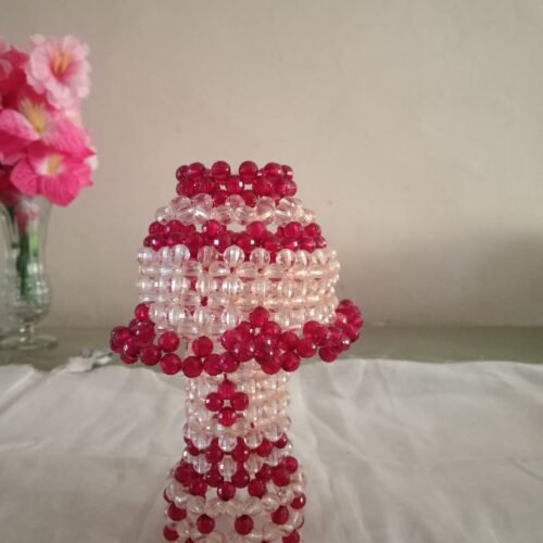 Beaded Red and Clear Lamp Shade