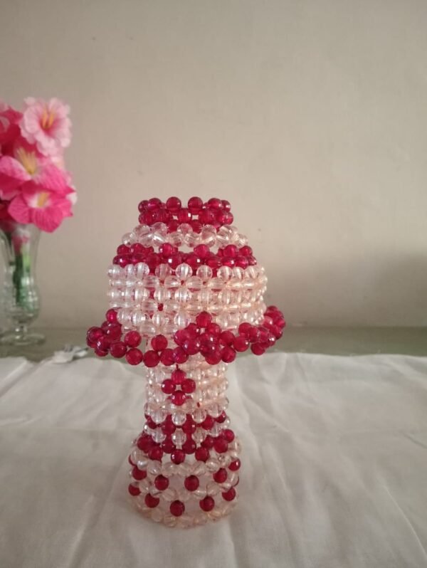 Beaded Red and Clear Lamp Shade