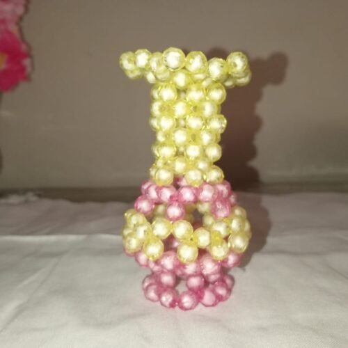 Beaded Pink and Yellow Flower Vase