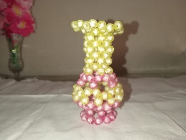 Beaded Pink and Yellow Flower Vase
