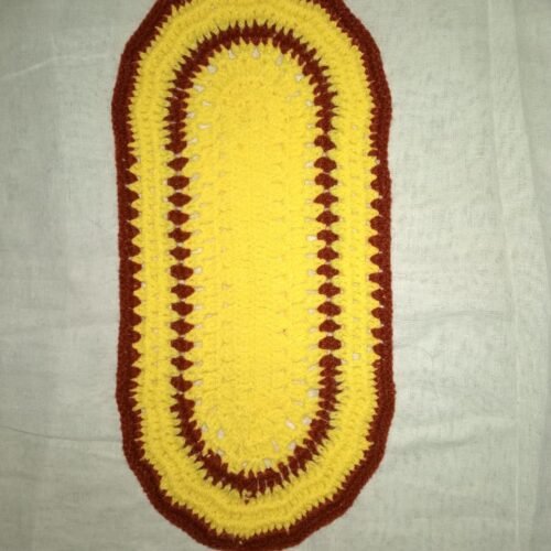 Crochet Oval Table Mat (Yellow and Brown)