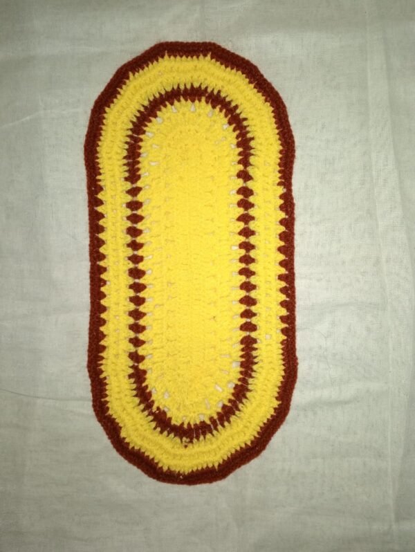 Crochet Oval Table Mat (Yellow and Brown)