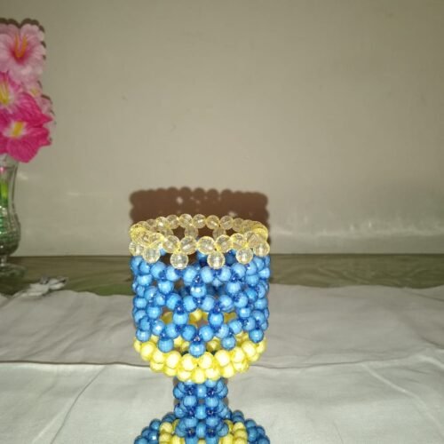 Beaded Blue and Yellow Goblet