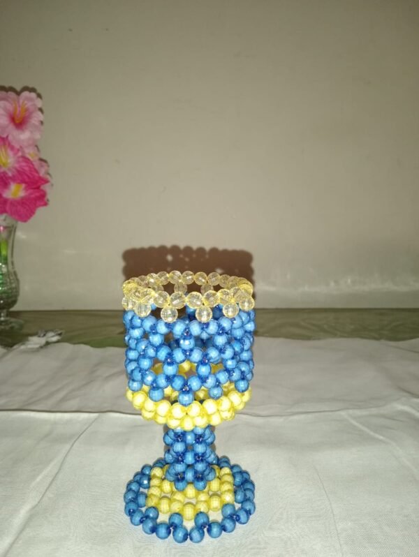 Beaded Blue and Yellow Goblet